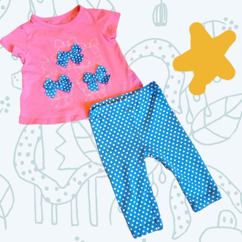 Pink n blue top legging set. 3-6 months